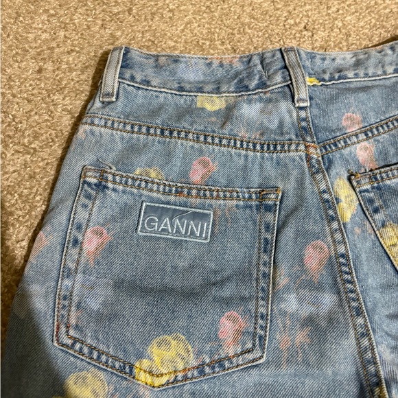 Ganni Blue Floral Wide Leg Jeans - Picture 8 of 10